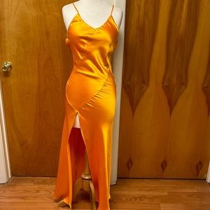 House of Harlow orange satin bias dress size XS